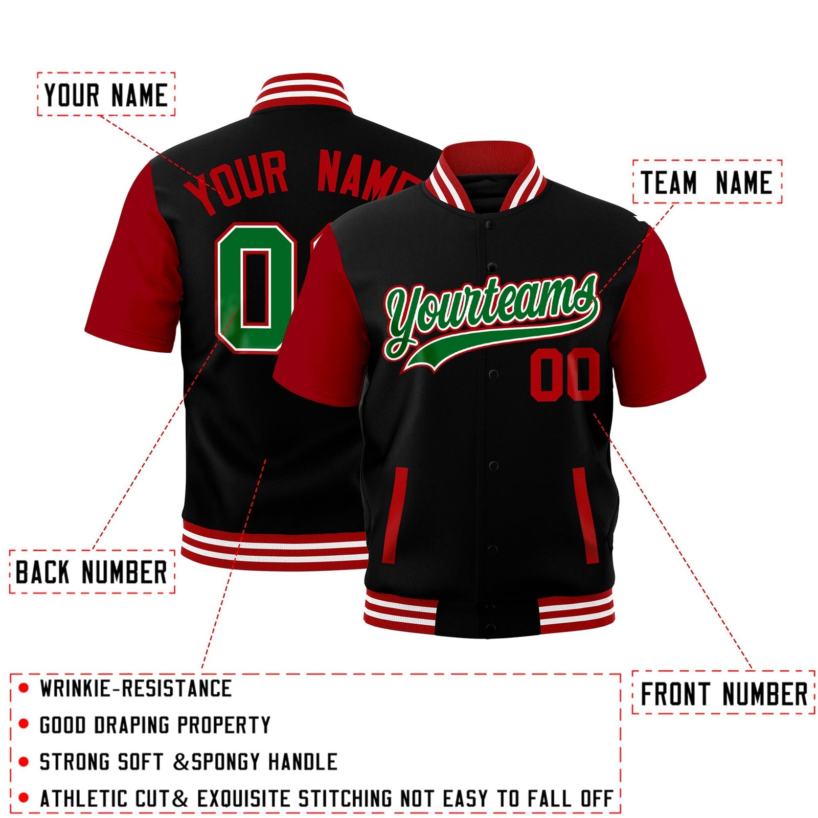 Custom Red White Full-Snap Classic Style Jacket| KXKSHOP