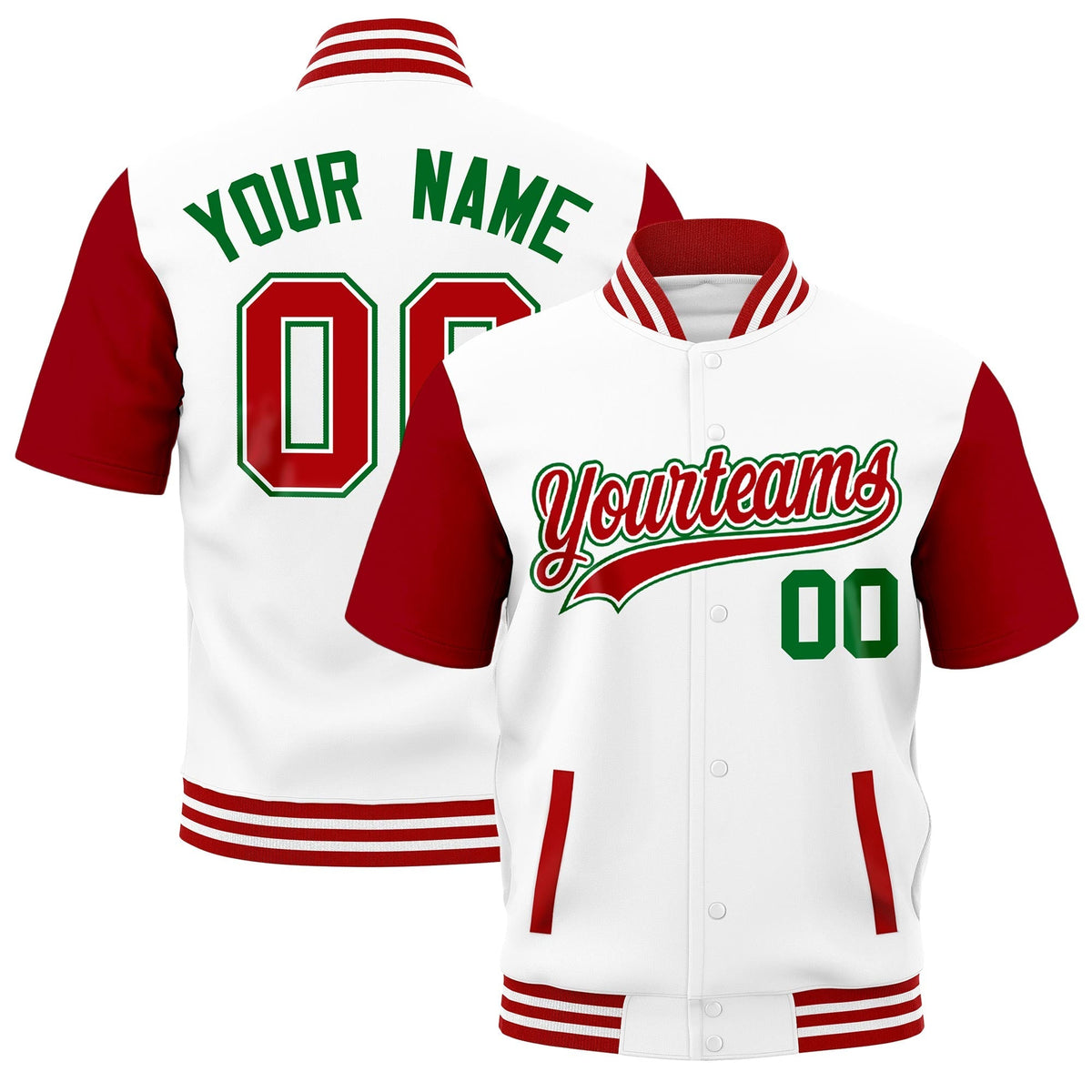 Custom Red White Full-Snap Classic Style Jacket| KXKSHOP
