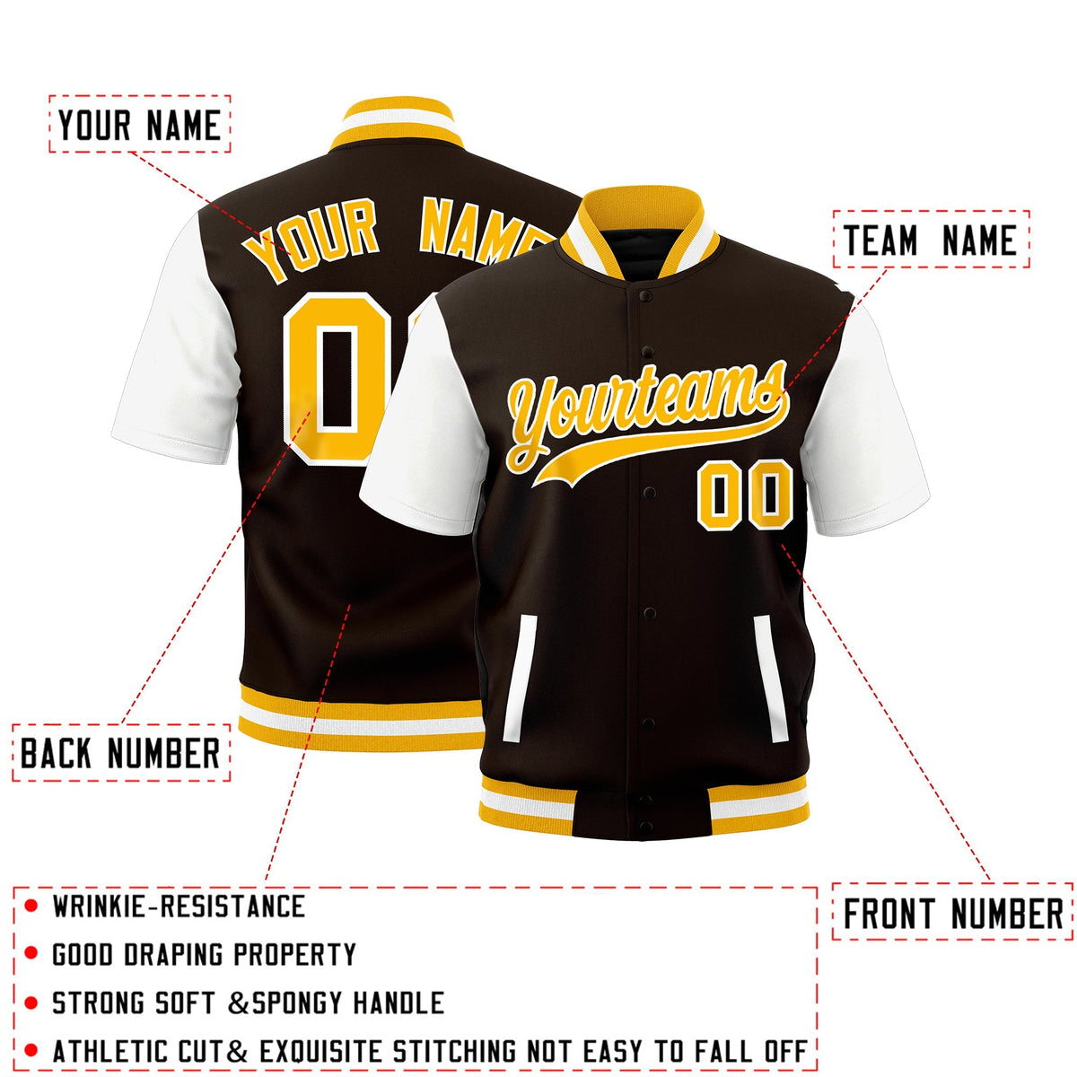 Custom White Gold Full-Snap Classic Style Jacket| KXKSHOP
