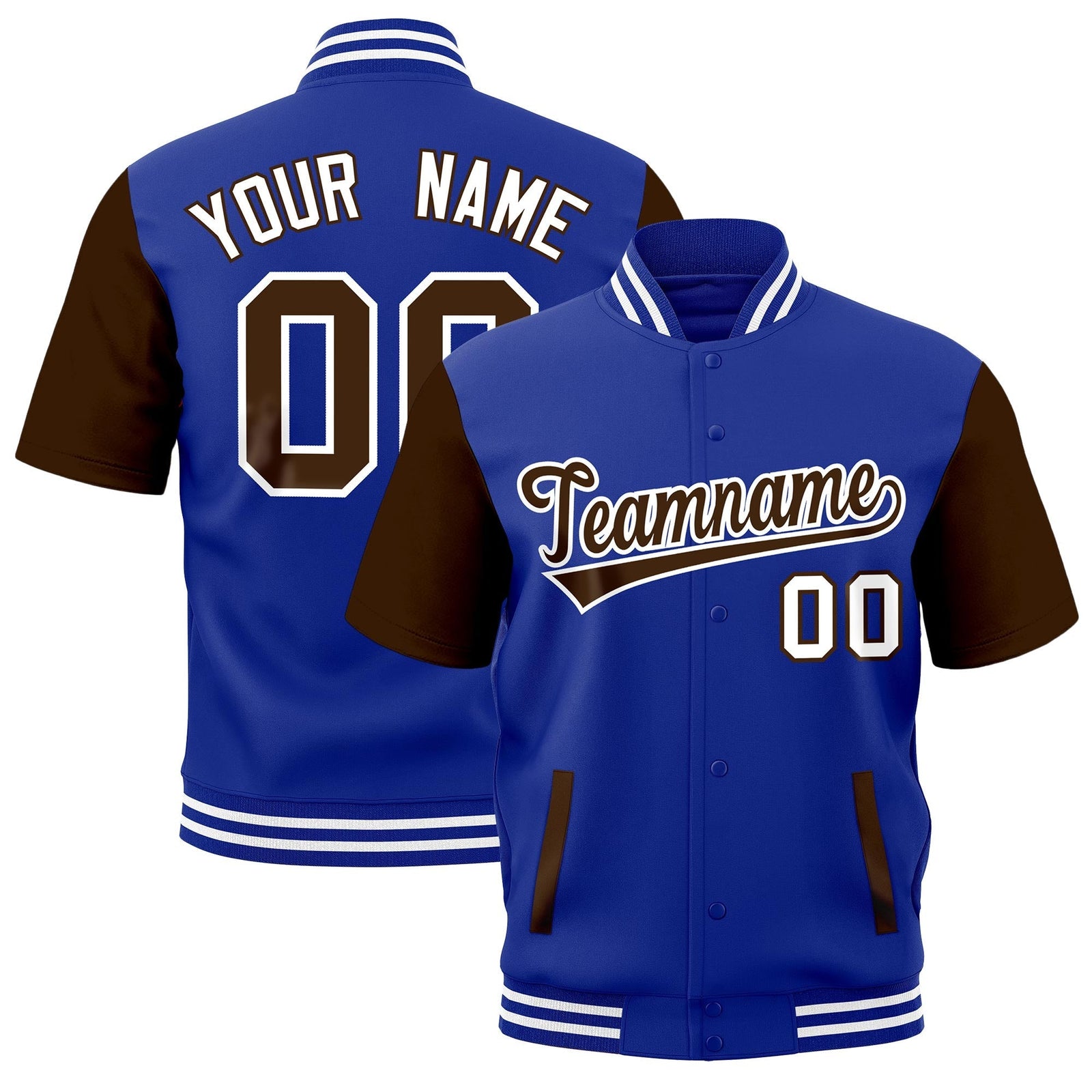 Custom Brown Royal Blue White Full-Snap Classic Style Jacket| KXKSHOP