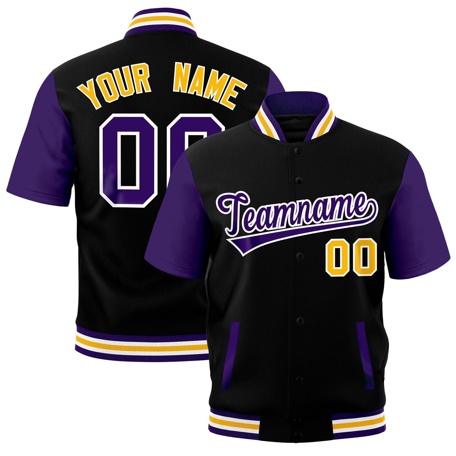 Custom Purple White Gold Full-Snap Classic Style Jacket| KXKSHOP