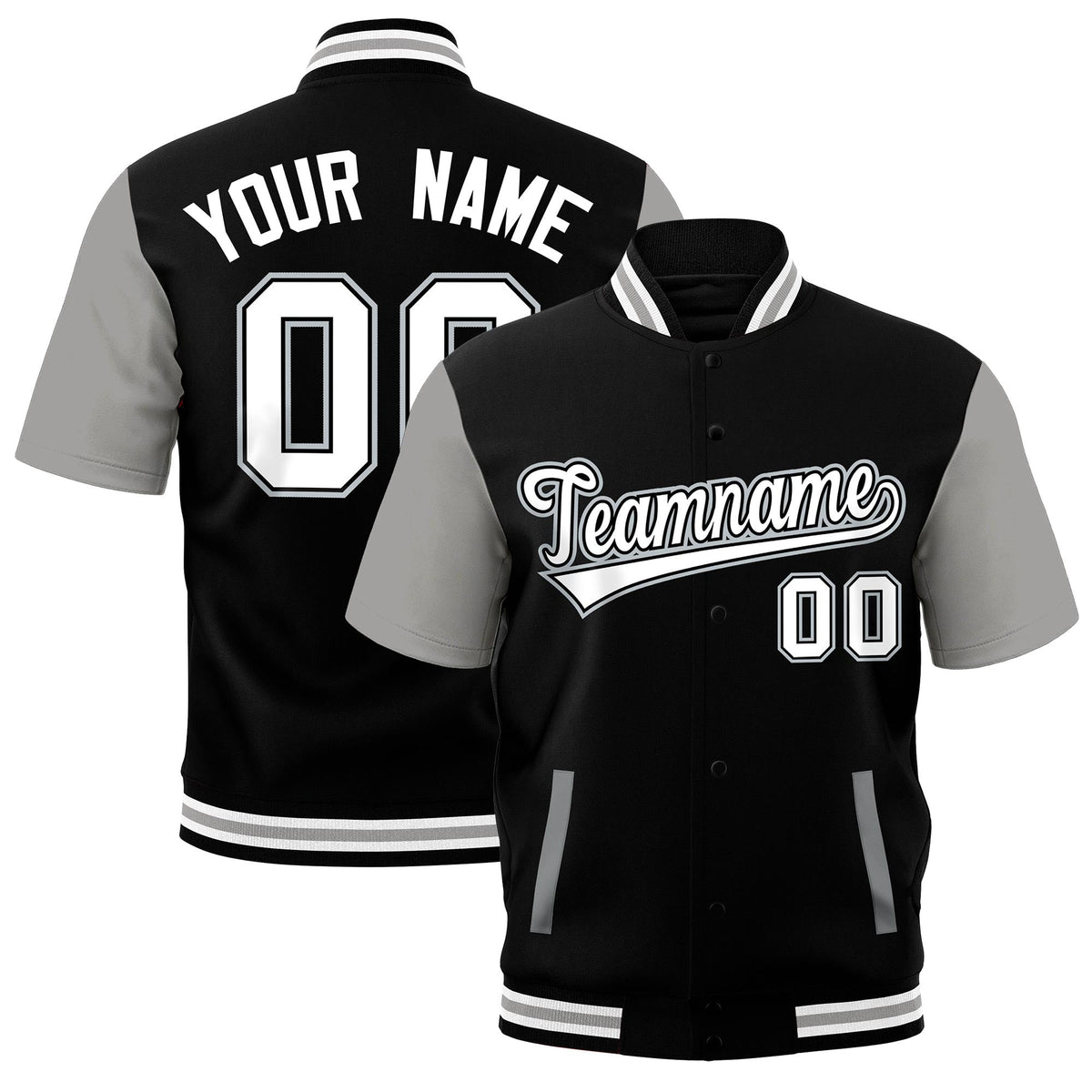 Custom Gray Black White Full-Snap Classic Style Jacket| KXKSHOP