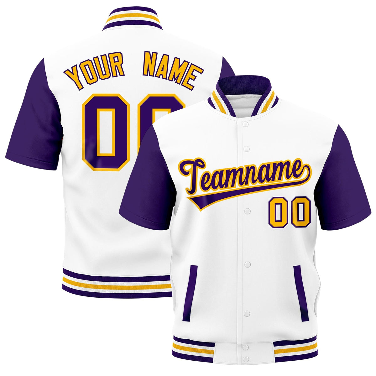 Custom Purple White Gold Full-Snap Classic Style Jacket| KXKSHOP