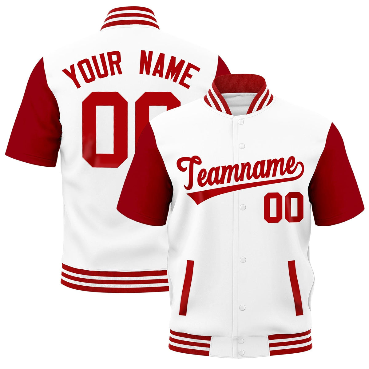 Custom Red White Full-Snap Classic Style Jacket| KXKSHOP