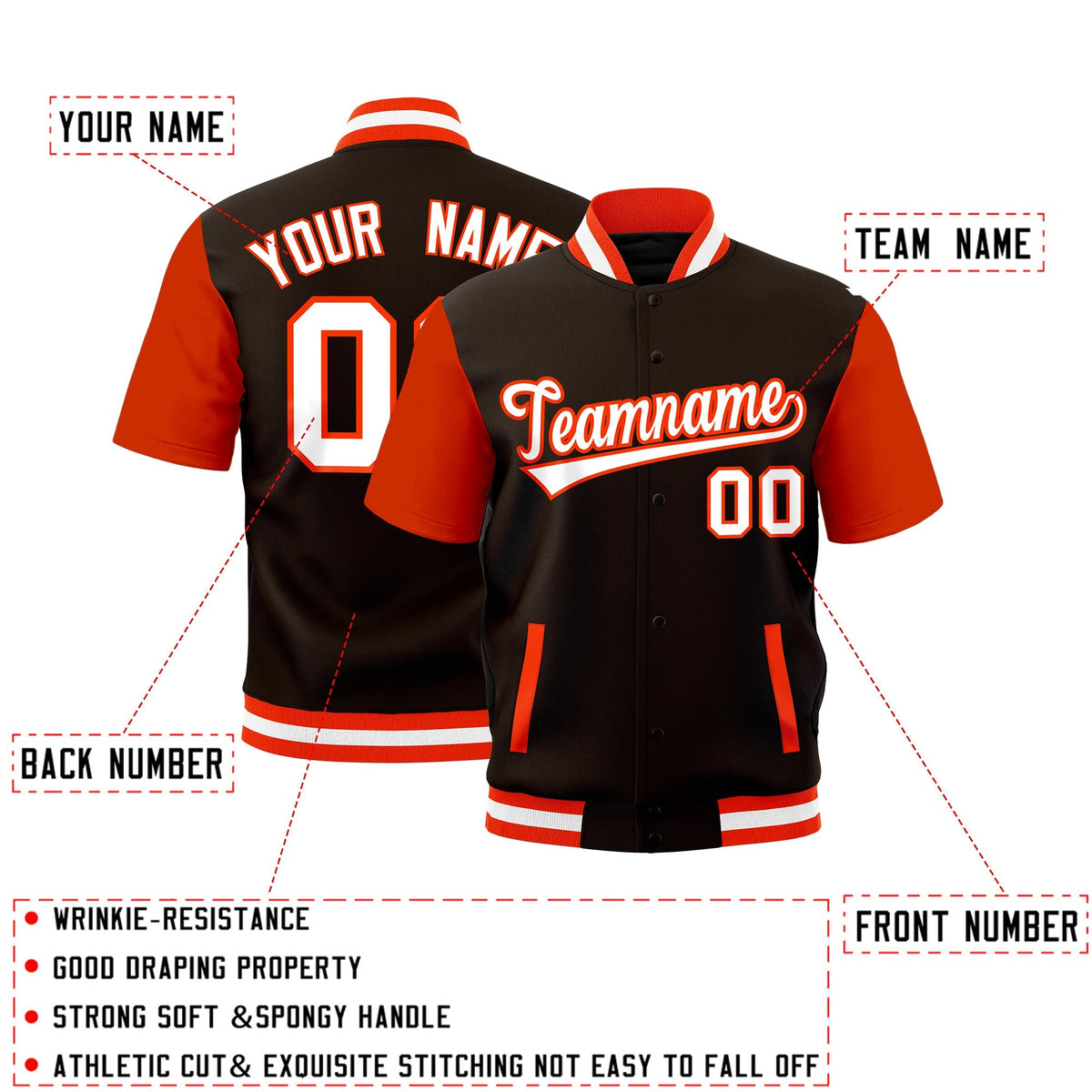Custom Orange White Full-Snap Classic Style Jacket| KXKSHOP