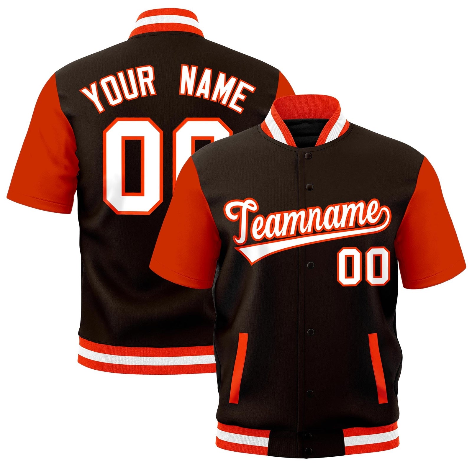 Custom Orange White Full-Snap Classic Style Jacket| KXKSHOP