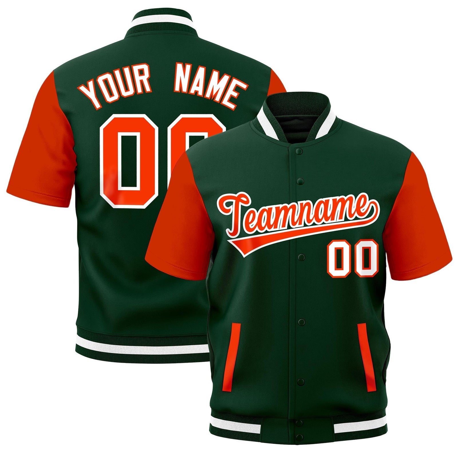 Custom Orange Green White Full-Snap Classic Style Jacket| KXKSHOP