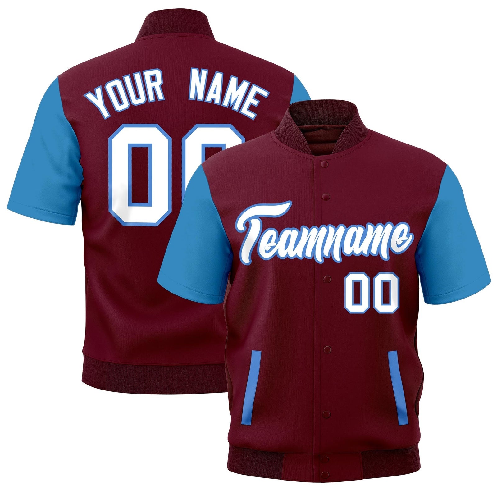 Custom Powder Blue Crimson Full-Snap Classic Style Jacket| KXKSHOP