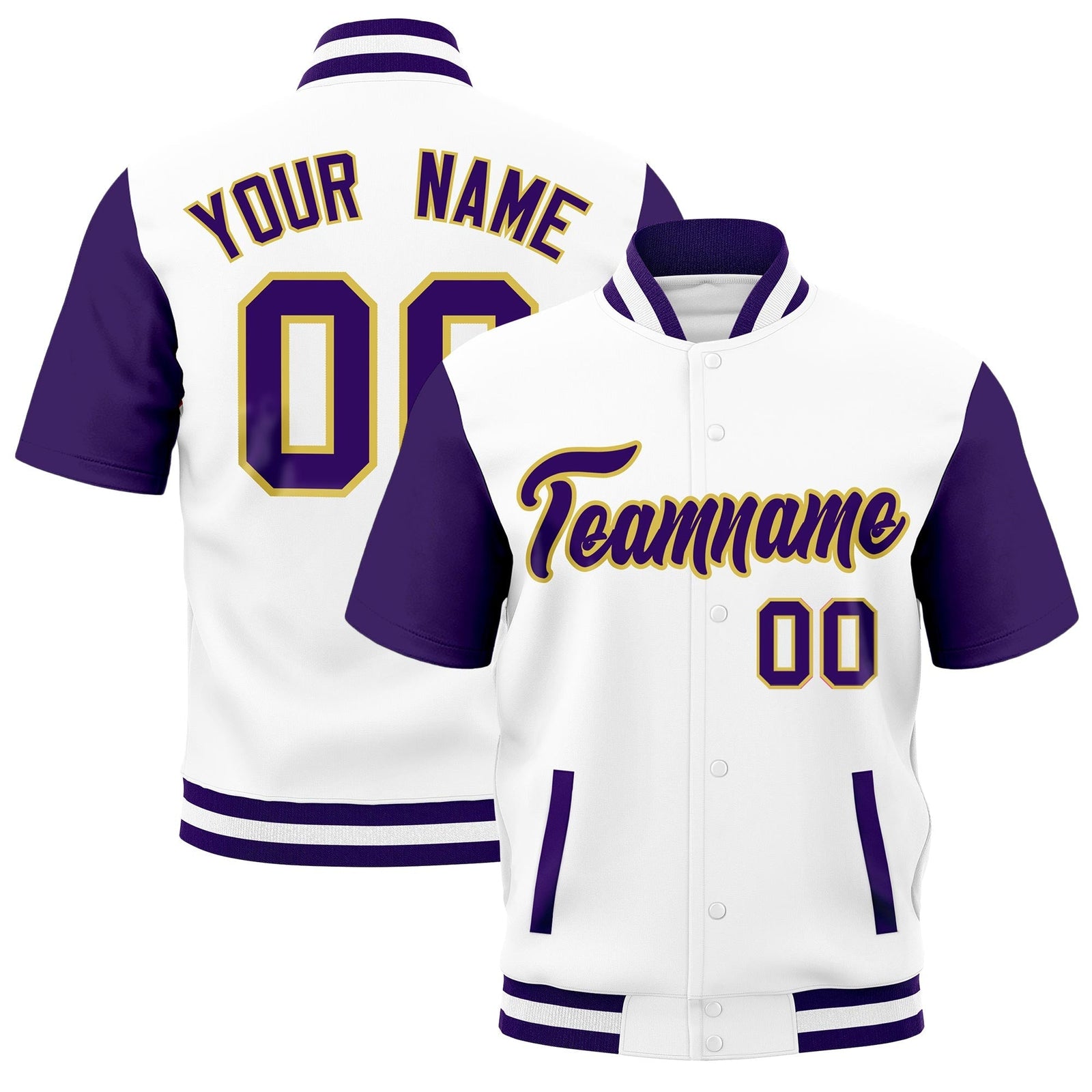 Custom Purple White Full-Snap Classic Style Jacket| KXKSHOP
