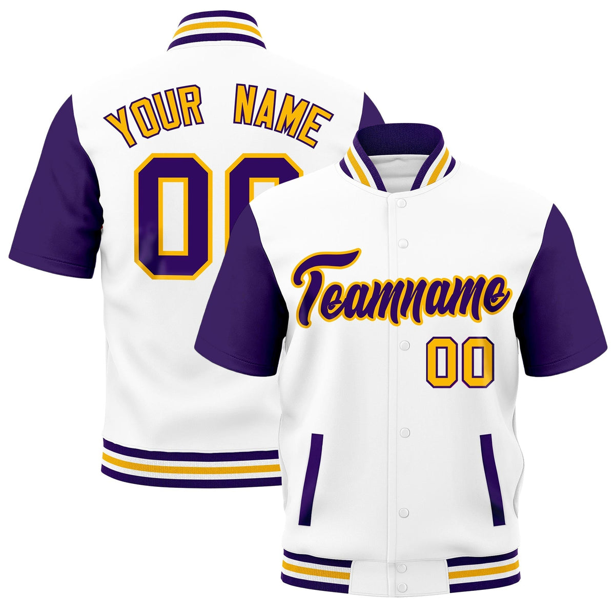 Custom Purple White Gold Full-Snap Classic Style Jacket| KXKSHOP