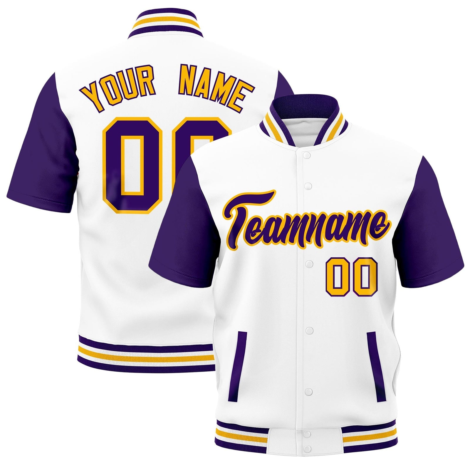 Custom Purple White Gold Full-Snap Classic Style Jacket| KXKSHOP