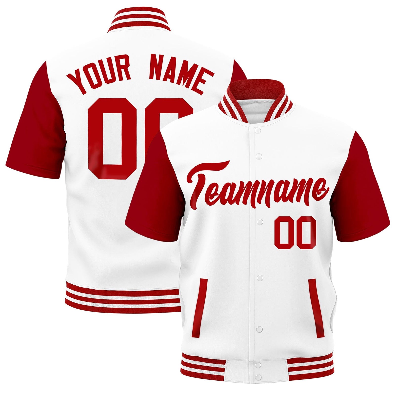 Custom Red White Full-Snap Classic Style Jacket| KXKSHOP
