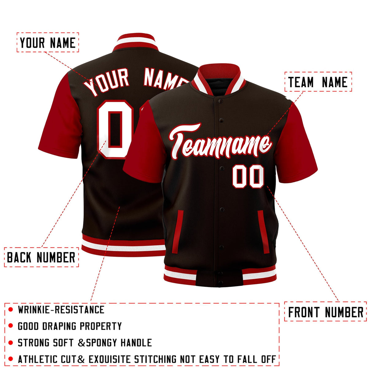 Custom Red White Full-Snap Classic Style Jacket| KXKSHOP
