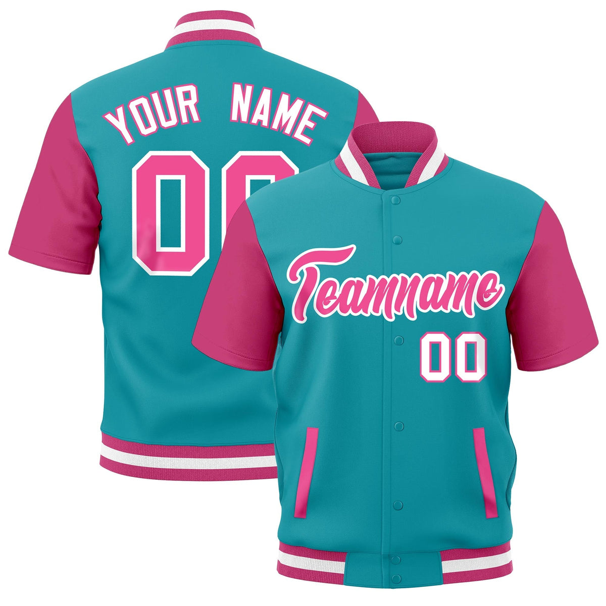 Custom Pink White Full-Snap Classic Style Jacket| KXKSHOP