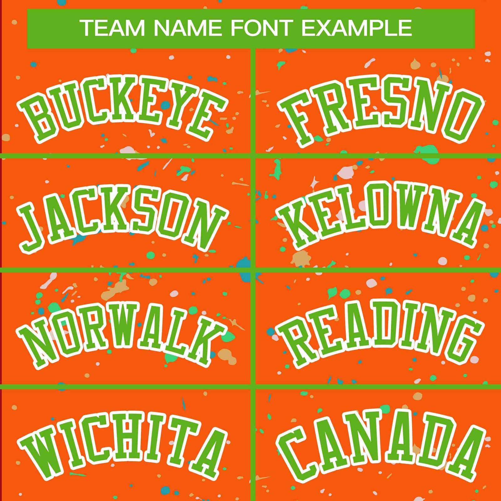 Custom Orange Neon Green-White Varsity Full-Zip Splash Graffiti Pattern Letterman Jacket