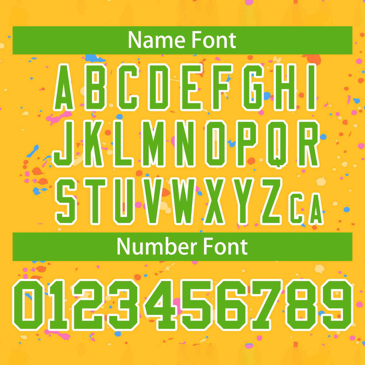 Custom Gold Green-White Varsity Full-Zip Splash Graffiti Pattern Letterman Jacket