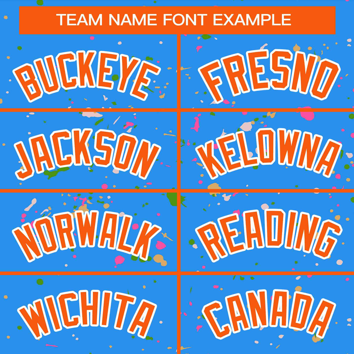 Custom Powder Blue Orange-White Varsity Full-Zip Splash Graffiti Pattern Letterman Jacket