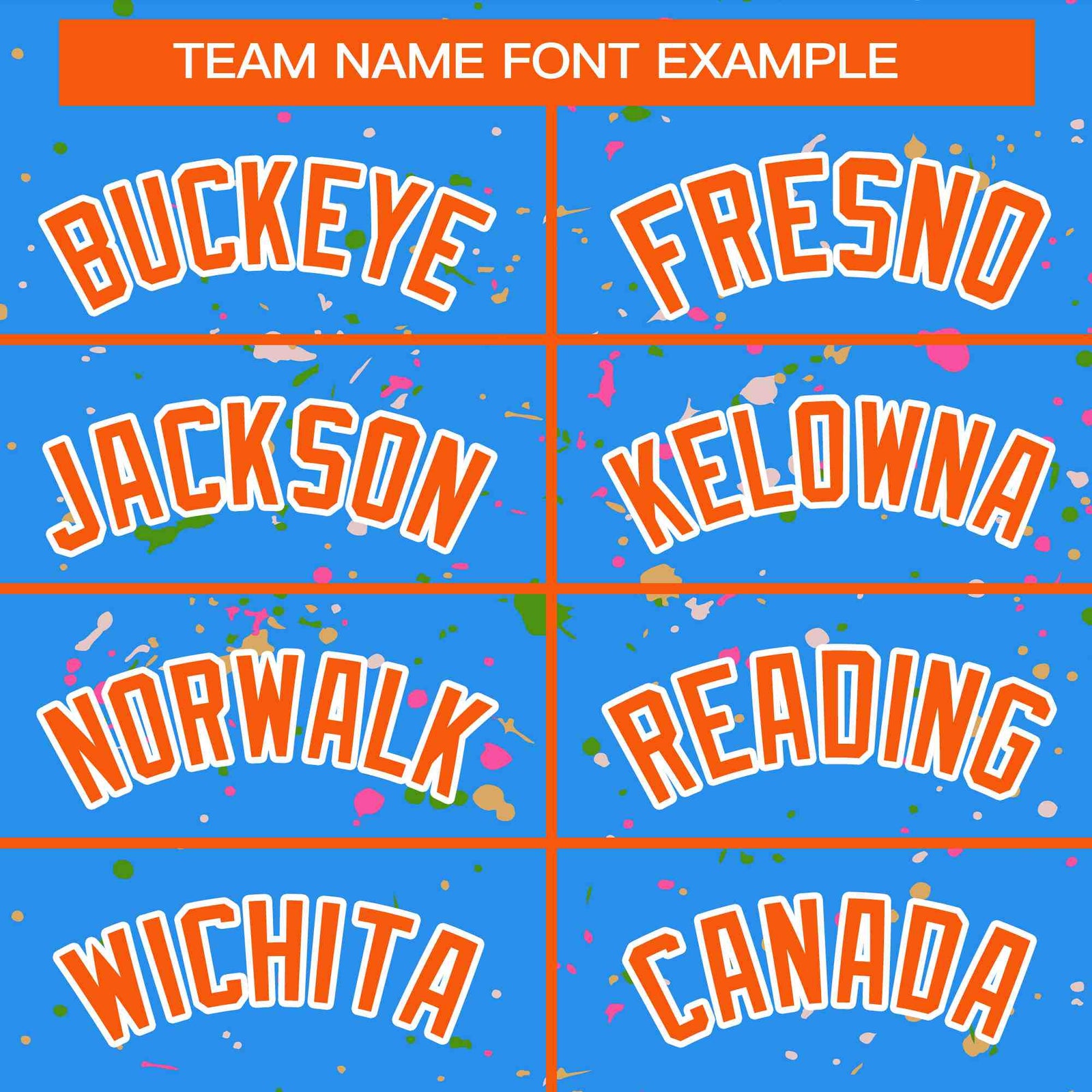 Custom Powder Blue Orange-White Varsity Full-Zip Splash Graffiti Pattern Letterman Jacket