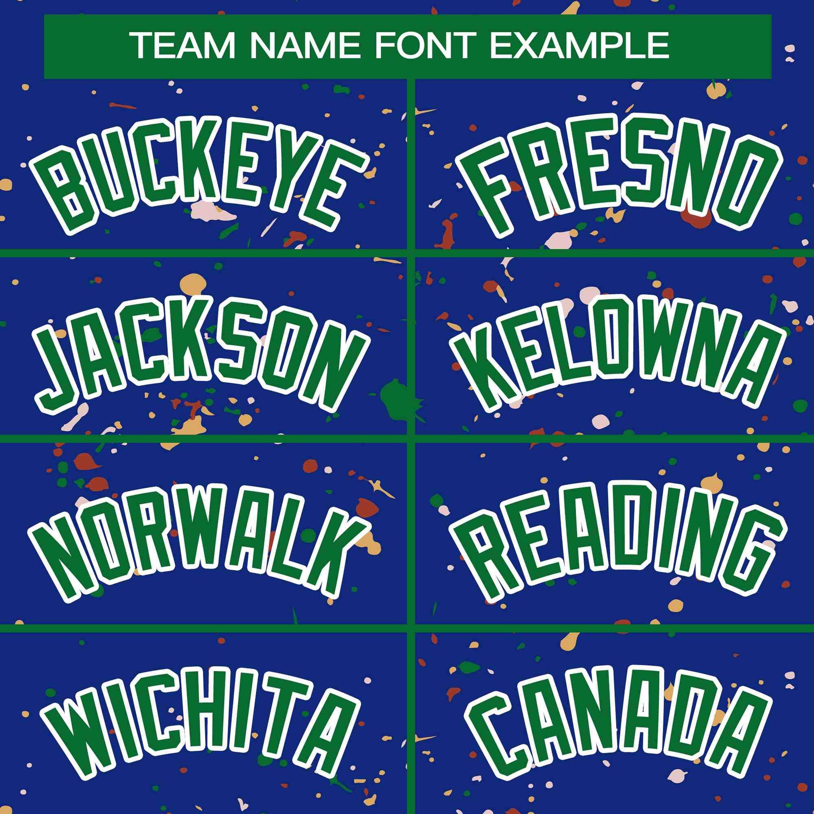 Custom Royal Kelly Green-White Varsity Full-Zip Splash Graffiti Pattern Letterman Jacket