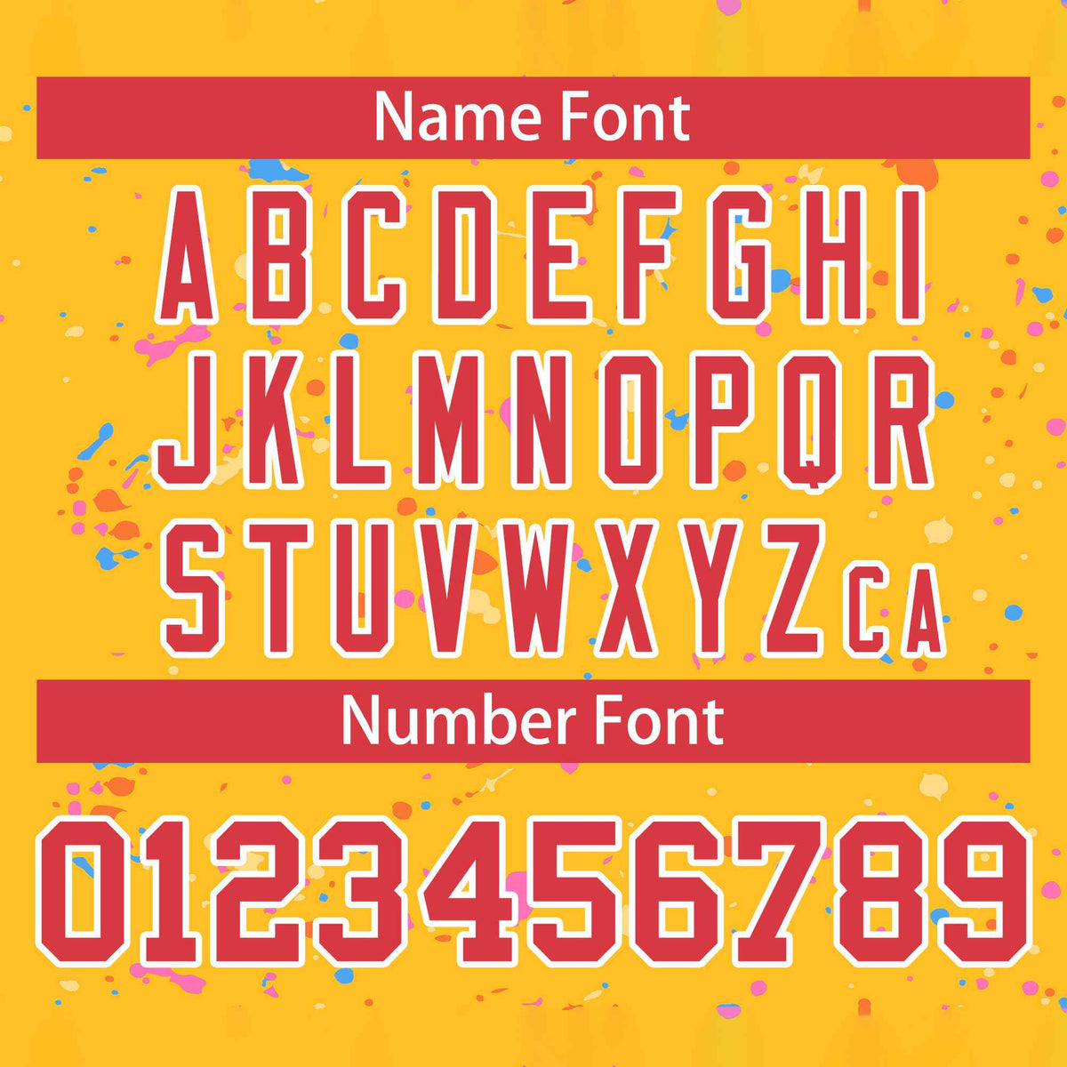 Custom Gold Red-White Varsity Full-Zip Splash Graffiti Pattern Letterman Jacket