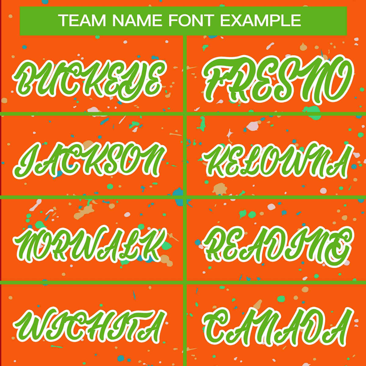 Custom Orange Neon Green-White Varsity Full-Zip Splash Graffiti Pattern Letterman Jacket