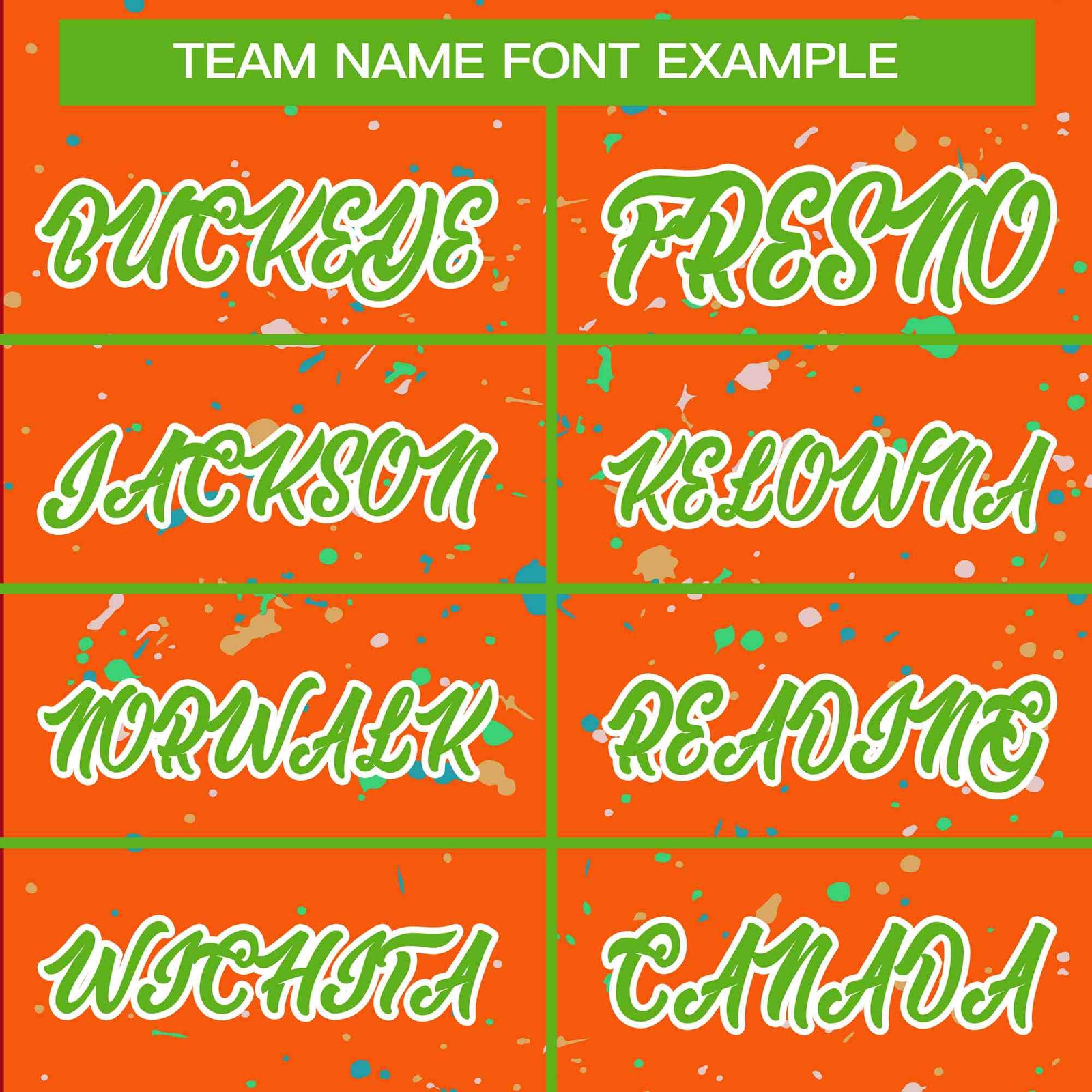 Custom Orange Neon Green-White Varsity Full-Zip Splash Graffiti Pattern Letterman Jacket