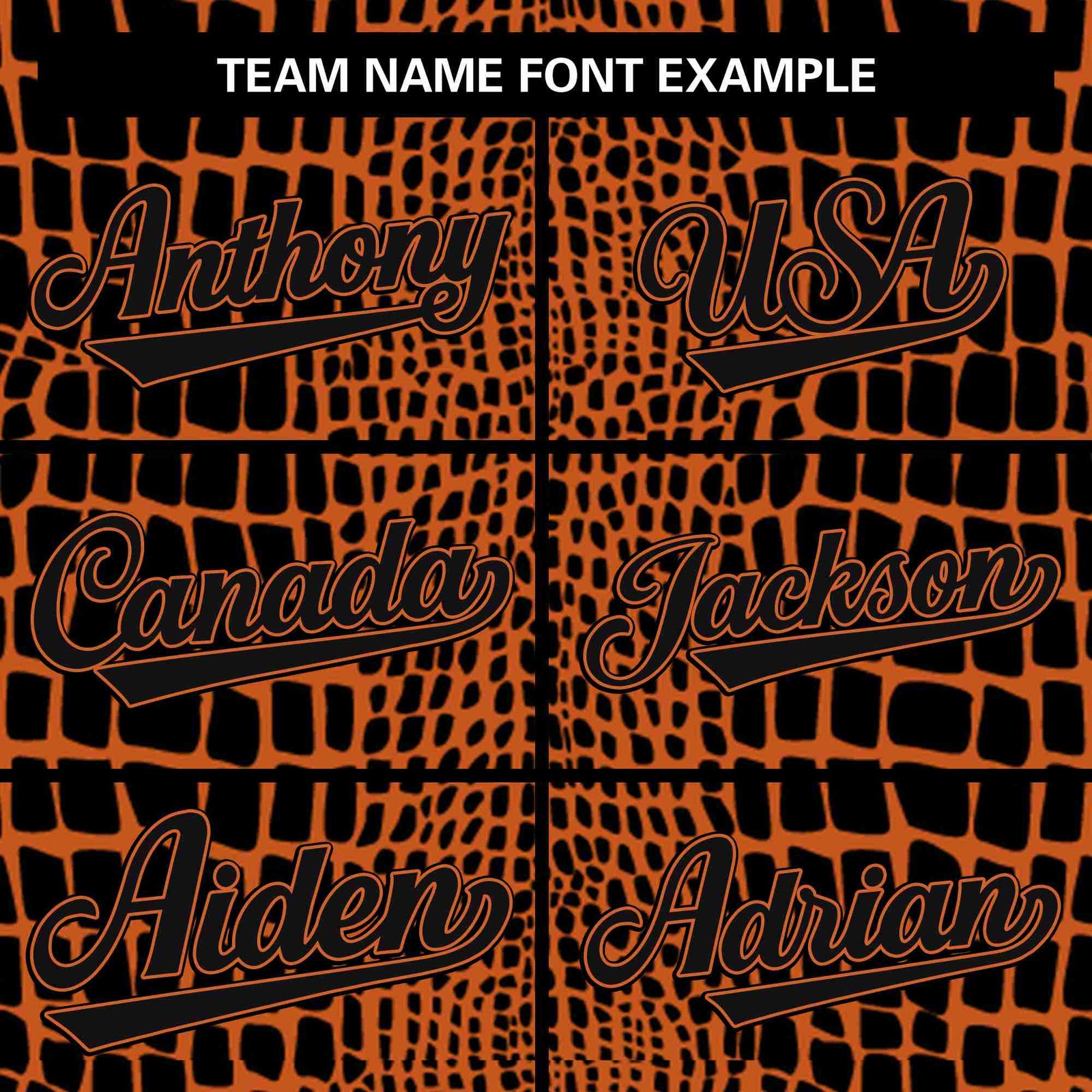 Custom Black Orange Varsity Full-Zip Crocodile Graffiti Pattern Letterman Bomber Jacket