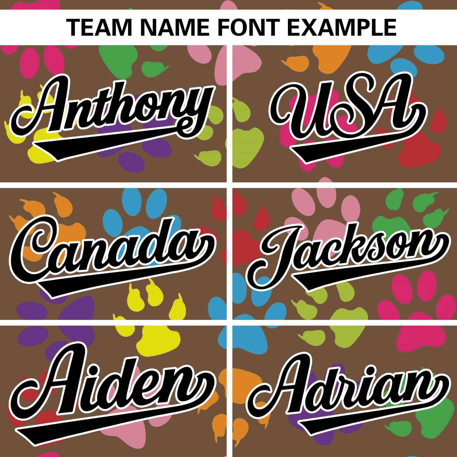 Custom Light Brown Black-White Varsity Pets Paw Prints Graffiti Pattern Letterman Baseball Jacket