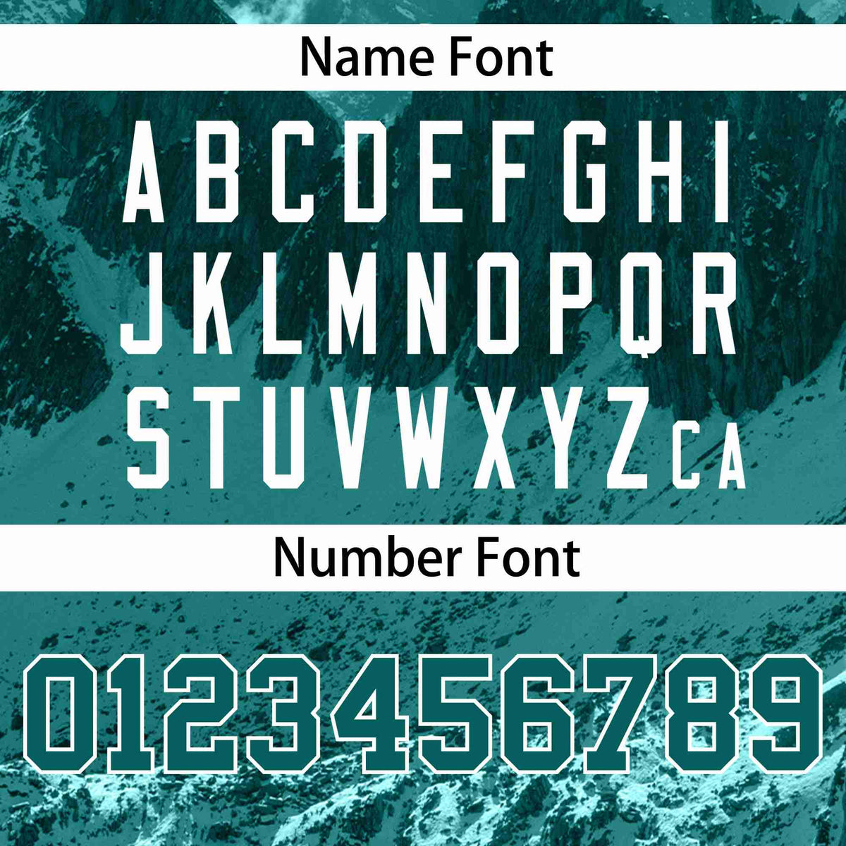 Custom Aqua White Varsity Full-Zip Snow Mountain Letterman Bomber Jacket