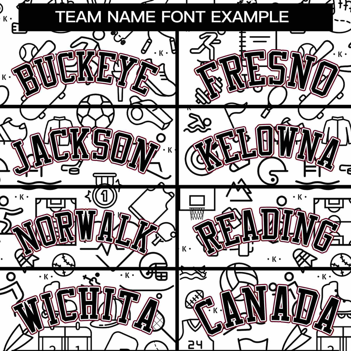 Custom White Crimson-Black Line Graffiti Pattern Varsity Raglan Sleeves Letterman Baseball Jacket