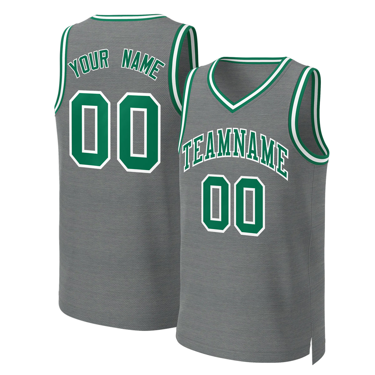 Custom Dark Gray Kelly Green-White Classic Tops Basketball Jersey