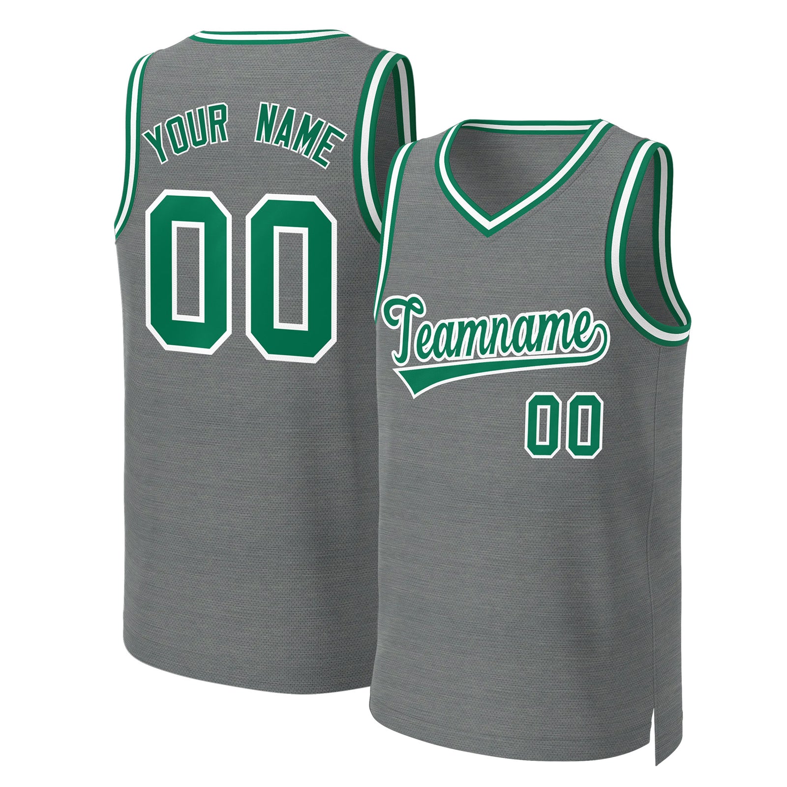 Custom Dark Gray Kelly Green-White Classic Tops Basketball Jersey