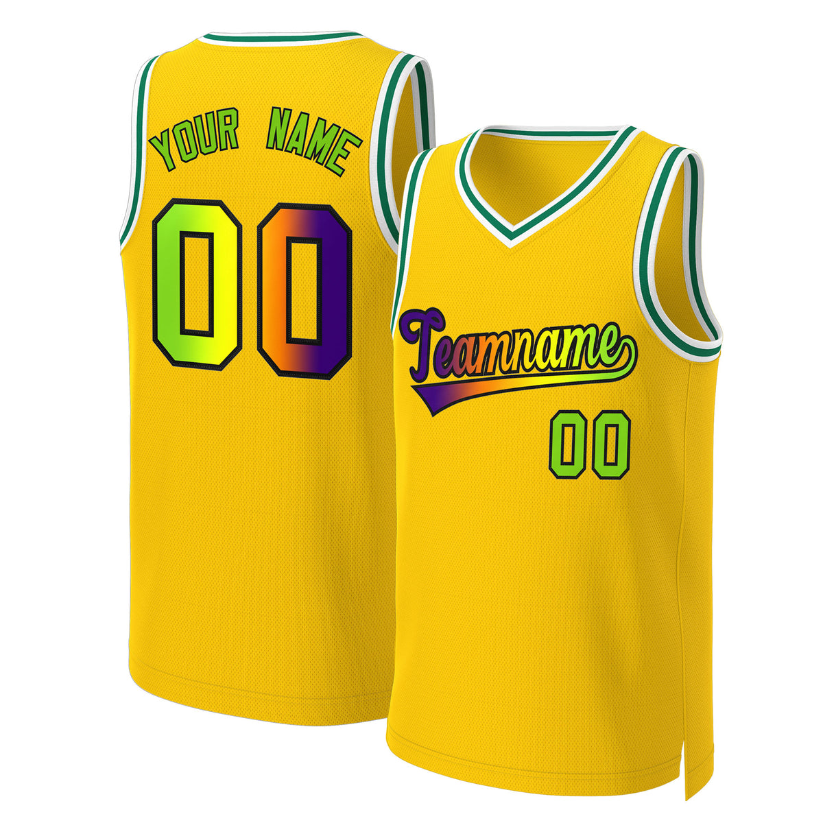 Custom Yellow Purple-Black Classic Gradient Fashion Tops Basketball Jersey