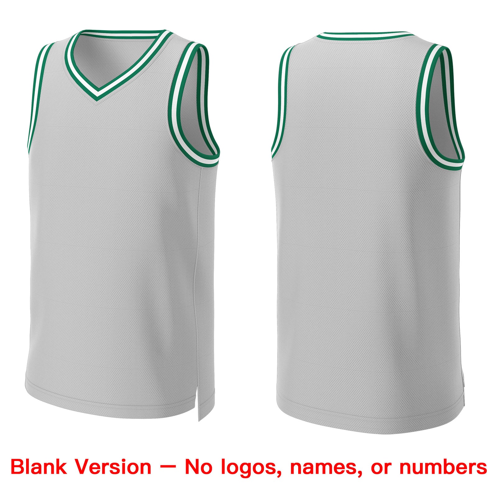 Custom Gray Kelly Green-White Classic Tops Basketball Jersey