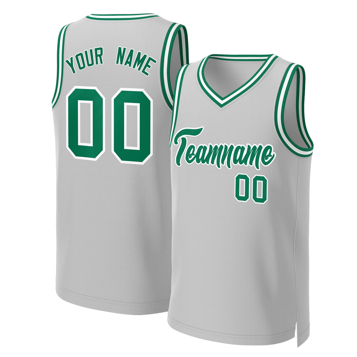 Custom Gray Kelly Green-White Classic Tops Basketball Jersey