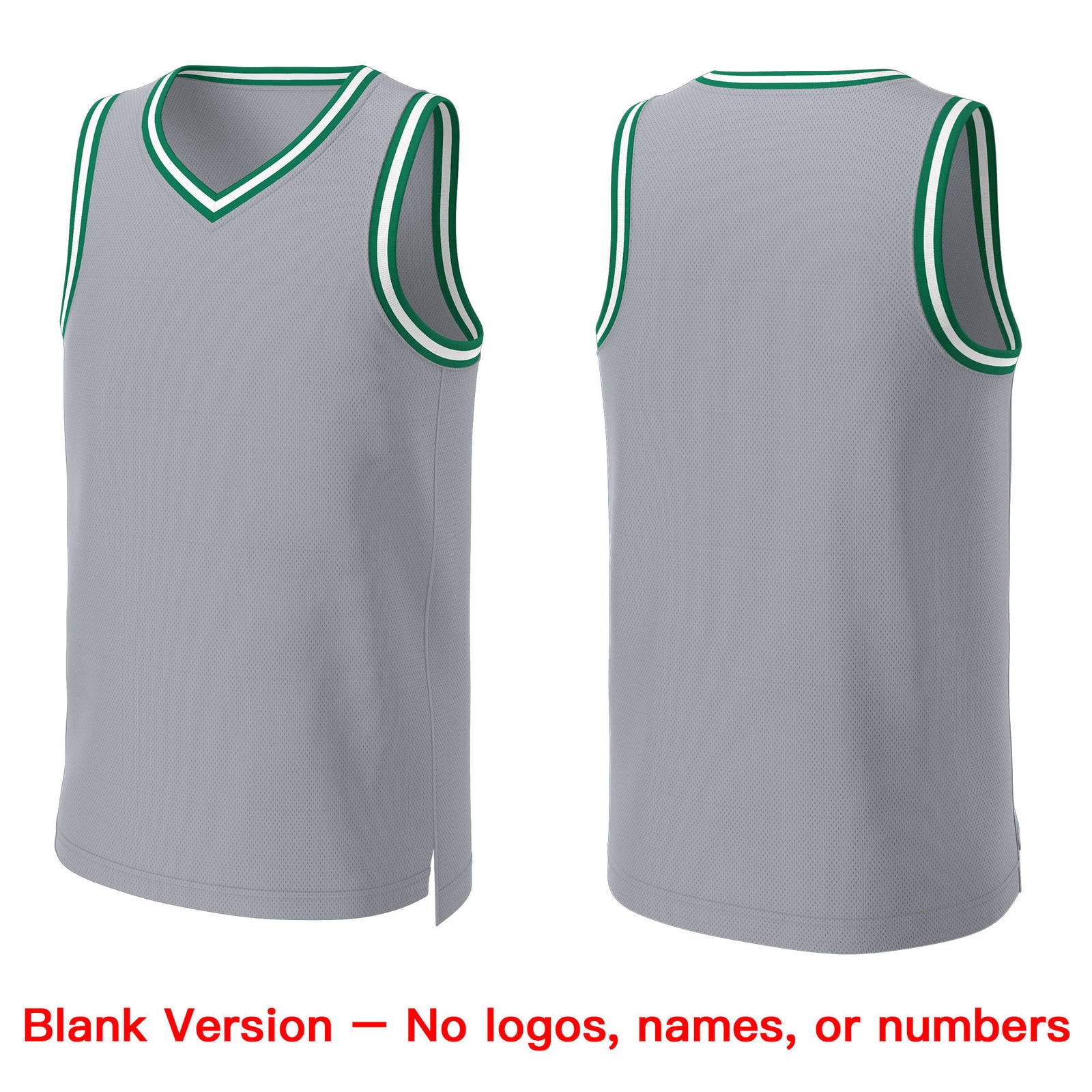 Custom Gray Kelly Green-White Classic Tops Basketball Jersey