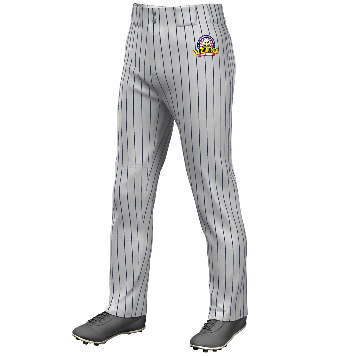 Custom Gray Navy Pinstripe Fit Stretch Practice Loose-fit Baseball Pants