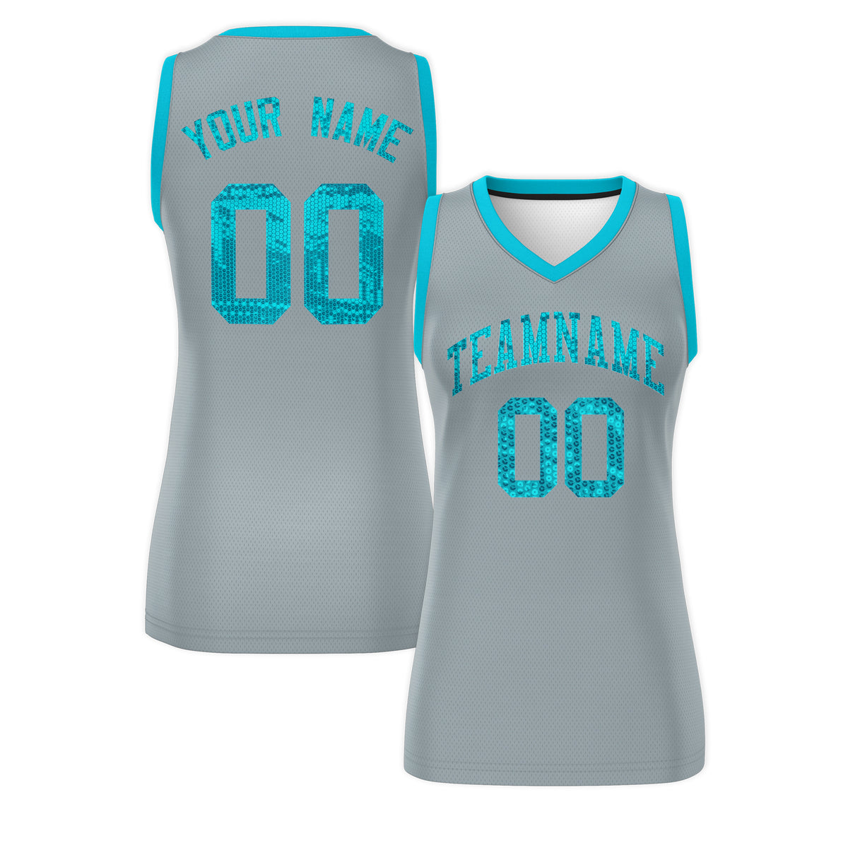 Custom Silver Sky Blue Women Basketball Jersey Dress