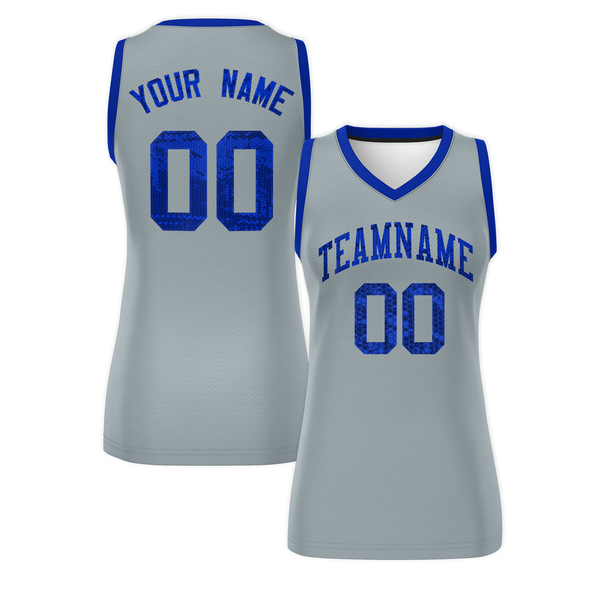 Custom Silver Royal Women Basketball Jersey Dress