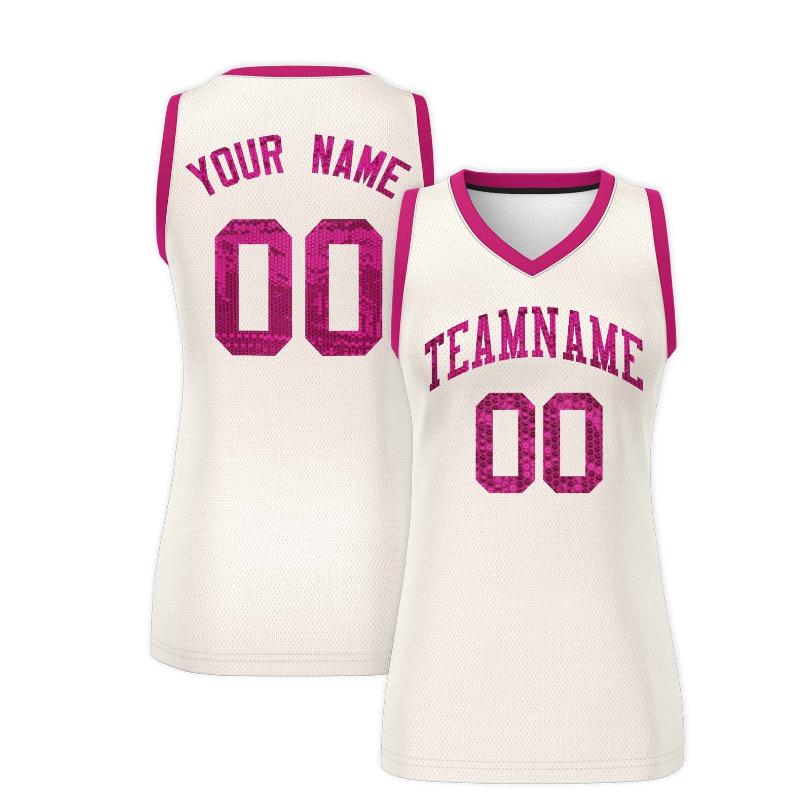 Custom Cream Pink Women Basketball Jersey Dress