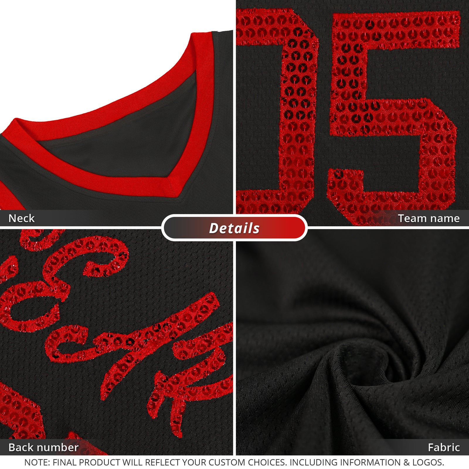Custom Black Red Women Basketball Jersey Dress