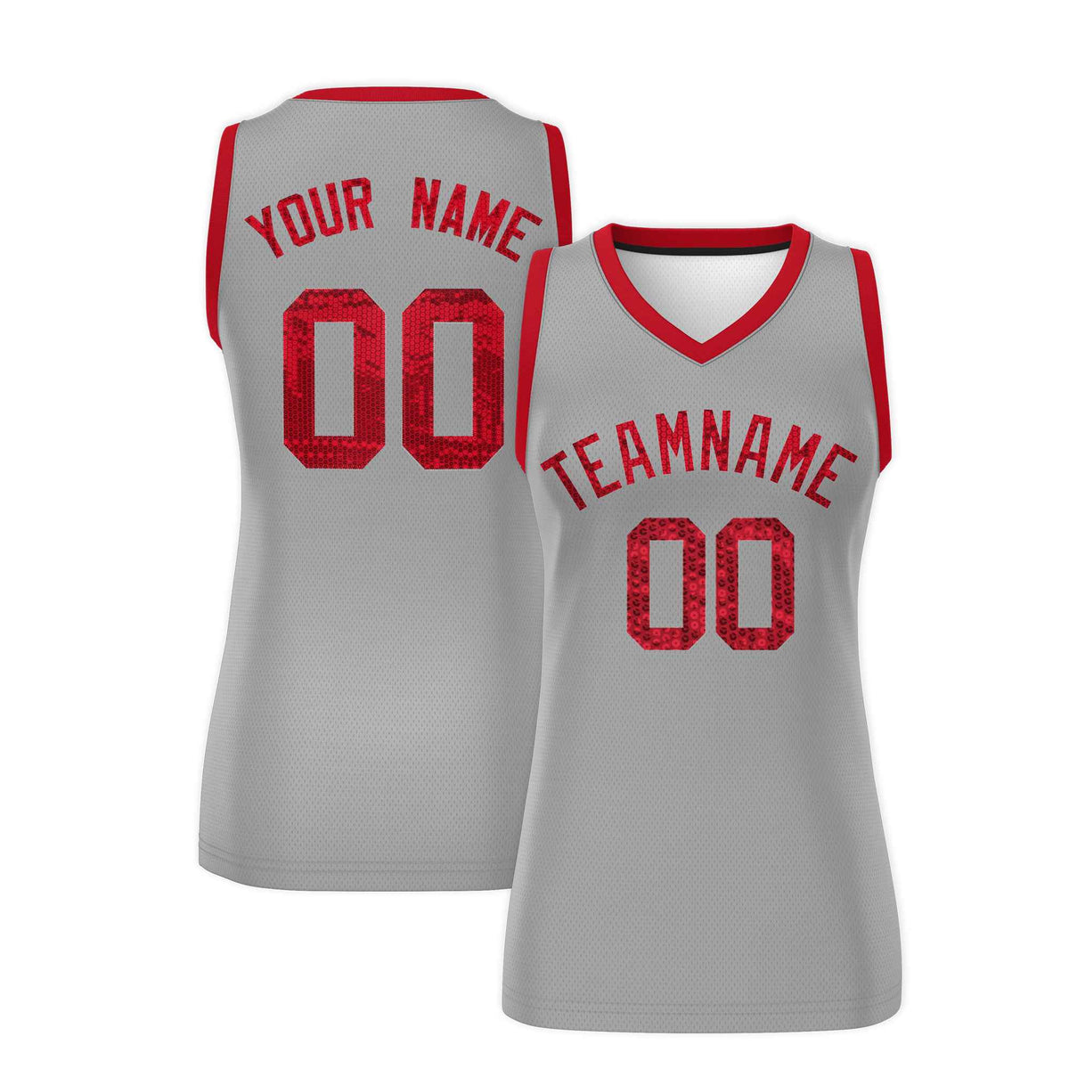 Custom Silver Red Women Basketball Jersey Dress