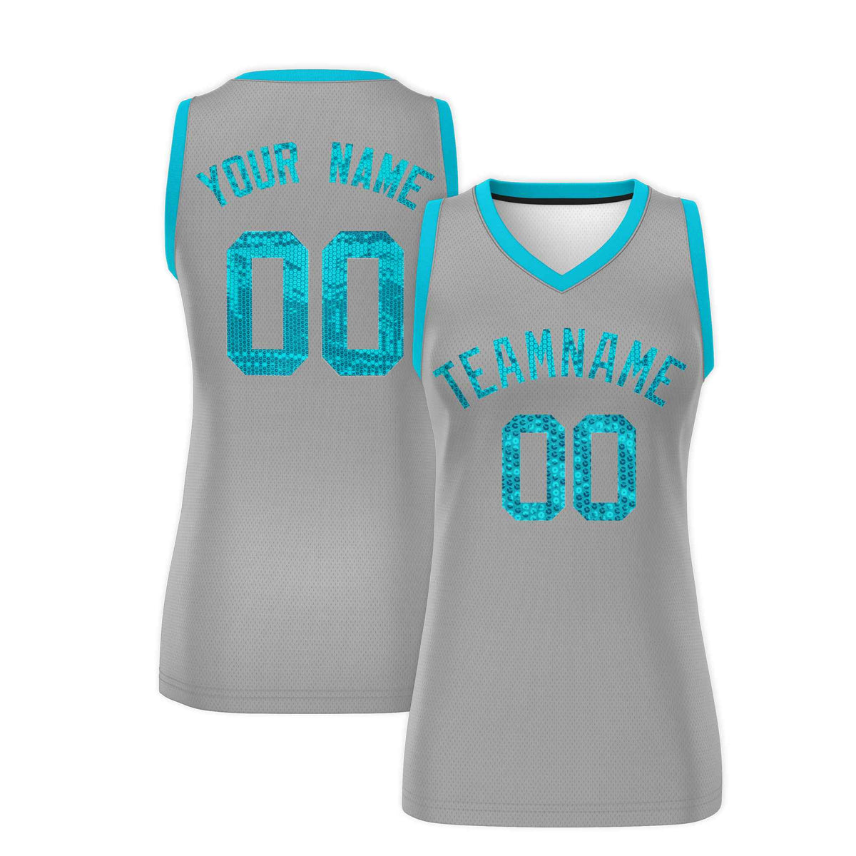 Custom Silver Sky Blue Women Basketball Jersey Dress