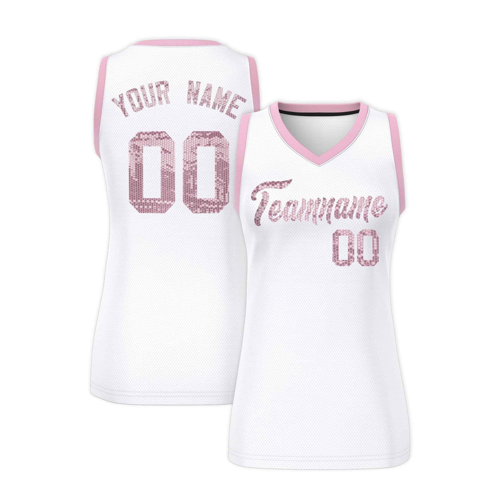 Custom White Light Pink Women Basketball Jersey Dress