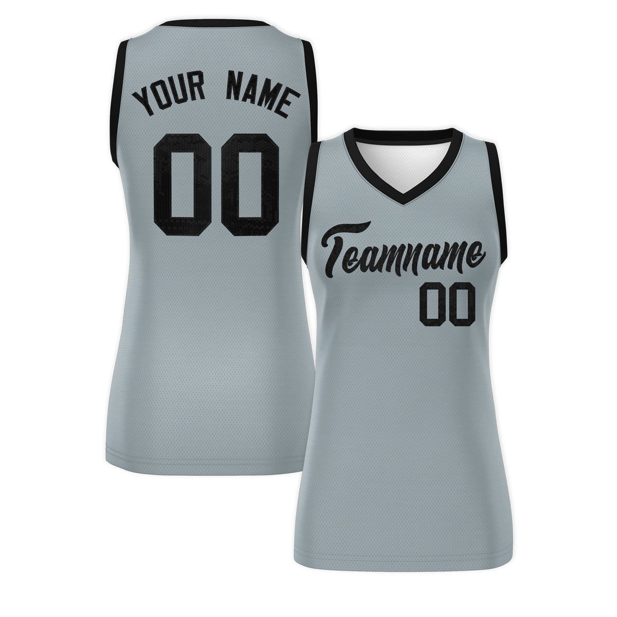 Custom Silver Black Women Basketball Jersey Dress
