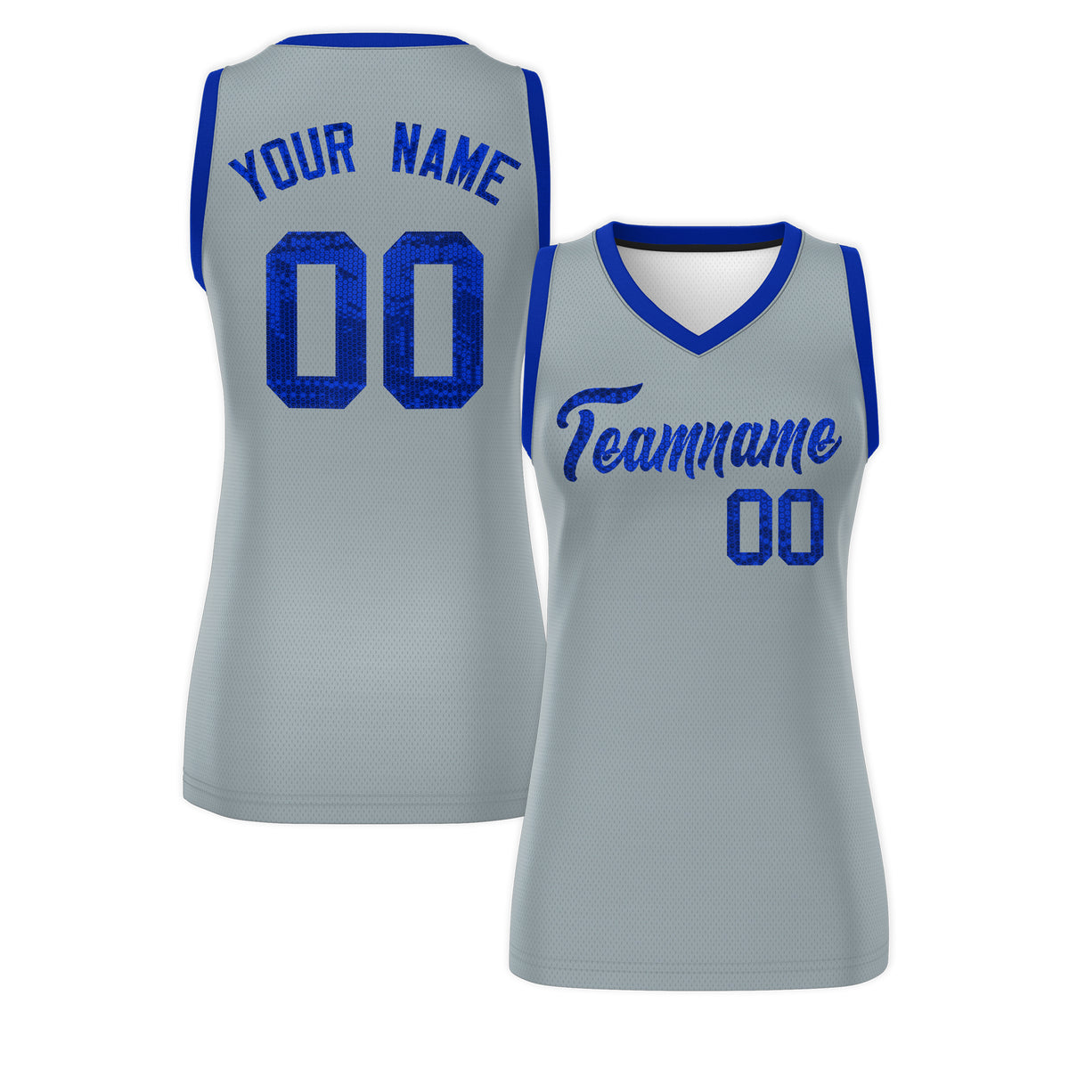 Custom Silver Royal Women Basketball Jersey Dress