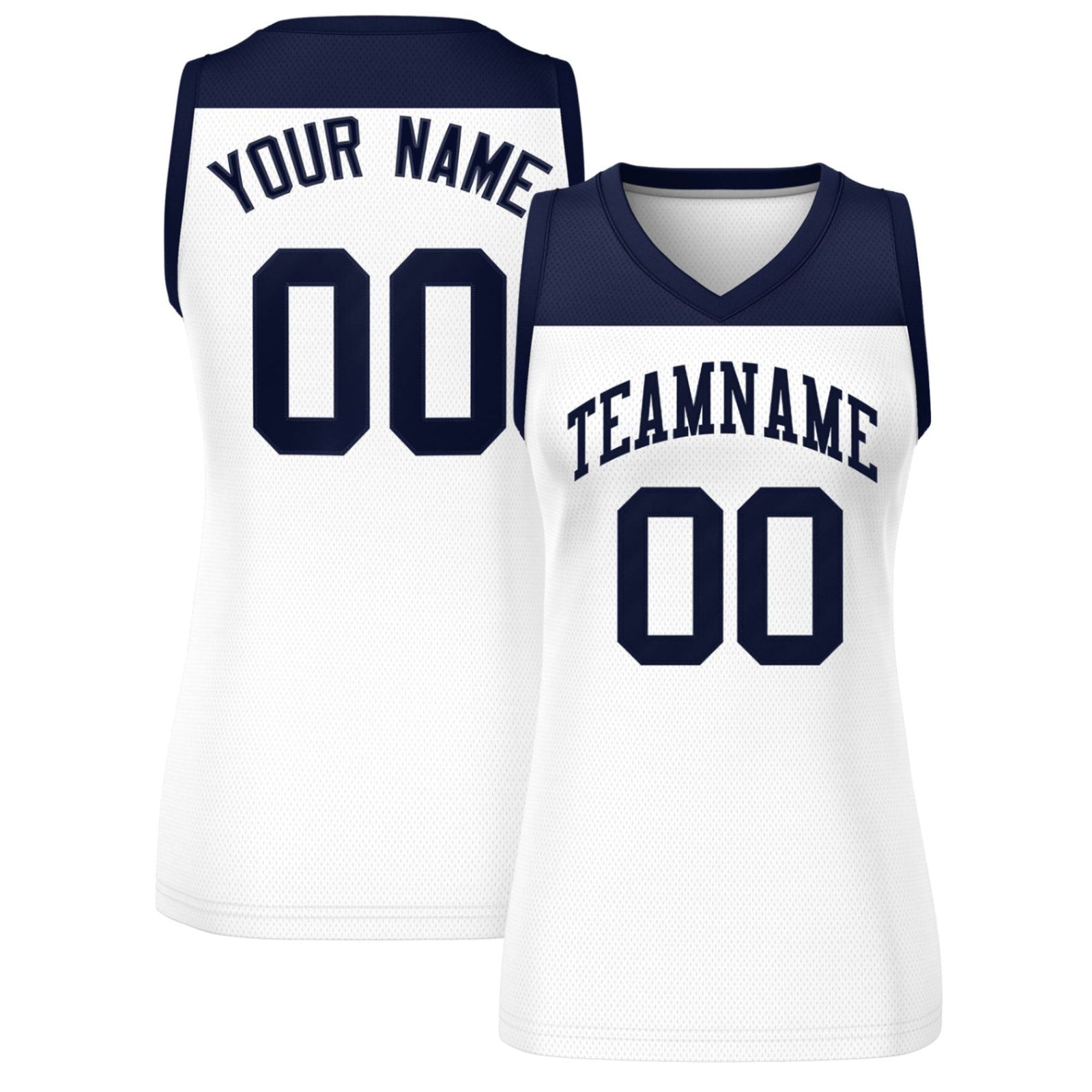 Custom Navy White Color Block Fashion Tops Mesh Basketball Jersey For Women