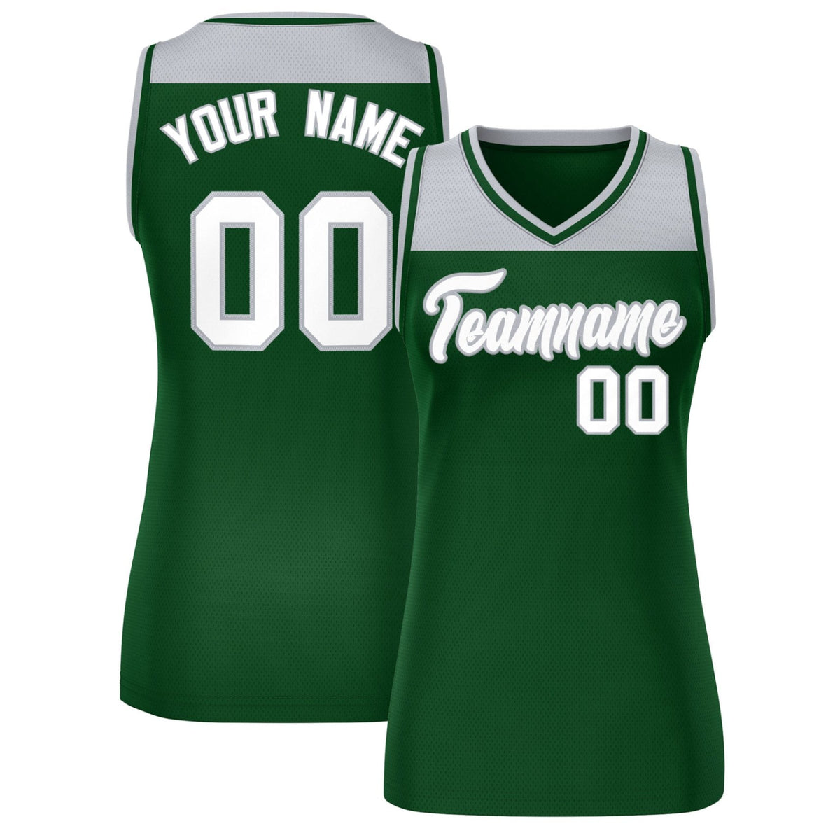 Custom Gray Green Color Block Fashion Tops Mesh Basketball Jersey For Women