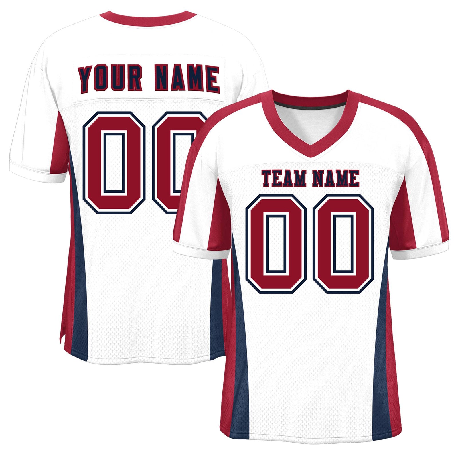 Custom White Color Block Mesh Authentic Football Jersey