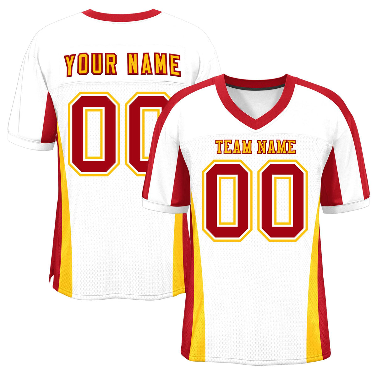 Custom White Color Block Mesh Authentic Football Jersey